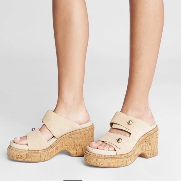 RAG & BONE Stone Beige suede SOMMER cork platform sandals size 39.5/9.5US.. - Picture 1 of 9